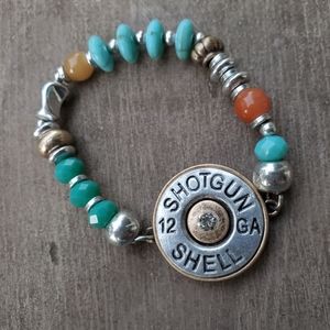 Shotgun Shell Turquoise beaded boho gypsy south western bracelet